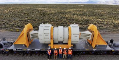 Train car designed to carry nuclear waste. Photo: Dept. of Energy