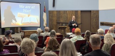 Election fraud conspiracist Dr. Douglas Frank speaks to right-wing group Stand for the Constitution in Mesa County, July 14, 2025.