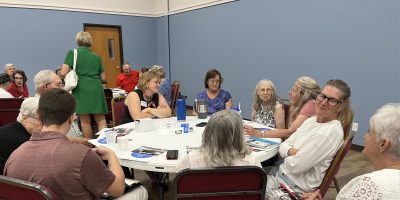 Conservative activists meet with Mesa County officials and state Sen. Janice Rich in Grand Junction, Aug. 18, 2025. Photo: Sharon Sullivan