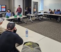 Gabe Evans speaks to Phillips 66 employees, Sept. 2025