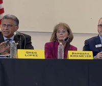 Greg Lopez, Barb Kirkmeyer, and Scott Bottoms at the Dougco Citizenry Governor's Forum, May 6, 2026