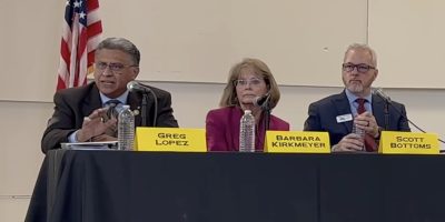 Greg Lopez, Barb Kirkmeyer, and Scott Bottoms at the Dougco Citizenry Governor's Forum, May 6, 2026
