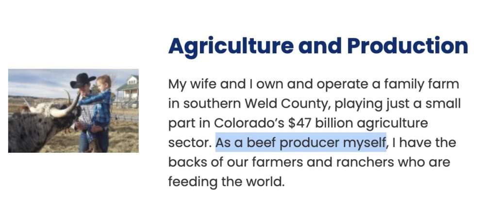 Gabe Evans congressional website "beef producer"