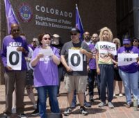 Colorado SEIU Worker Rebecca Miller Speaks at Rally Against Healthcare Cuts in Denver, June 5, 2026