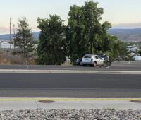 Crash scene following GJPD fatal shooting of Patti Wilson. Photo: JunctionNow.com