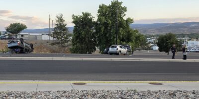 Crash scene following GJPD fatal shooting of Patti Wilson. Photo: JunctionNow.com