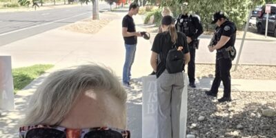 Boulder PD with Anti-abortion protestors from White Rose Resistance. Photo: Instagram