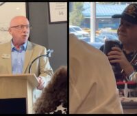 Craig Steiner and Hugo Chavez-Rey at Denver GOP breakfast, August 7, 2026