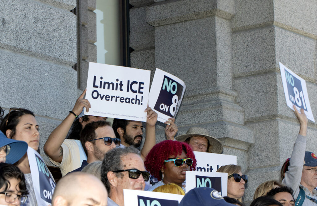 Opponents of the pro-ICE Amendment 81 launched their NO campaign today at the Capitol. Photo: Beth Schneider.