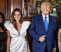 Clarice Navarro, Maggie Silvers, Donald Trump and Lauren Boebert at Mar-a-Lago, Oct. 2022. Photo obtained via Facebook.